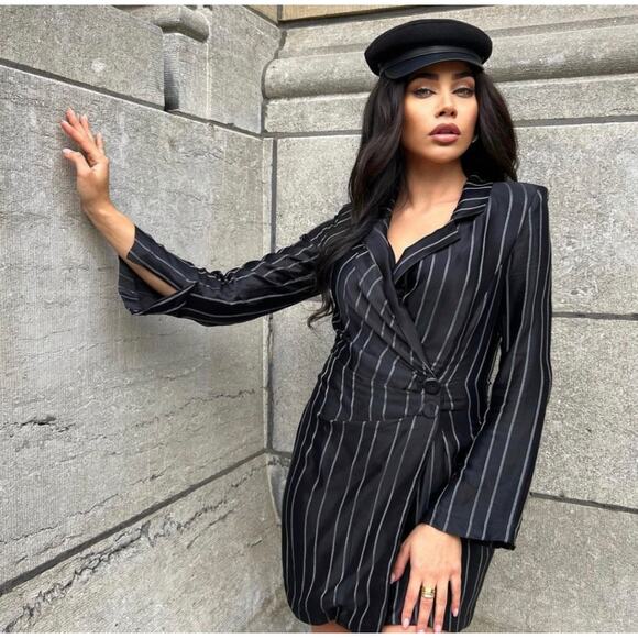 ZARA BLOGGER FAVORITE STRIPED BLAZER DRESS SPECIAL EDITION - Picture 2 of 11